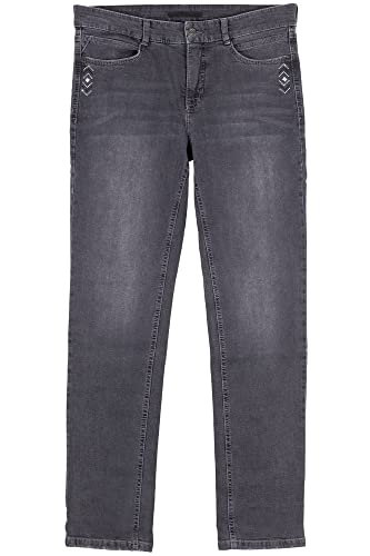 MAC Angela Glamour Stretchjeans Slim Fit Straight Leg Damen Denim, Farbe:anthrazit, Damengrößen:42, Hosenlänge:L32 von MAC Jeans