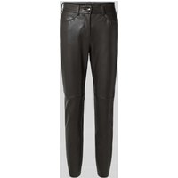 MAC Slim Fit Stoffhose in Leder-Optik Modell 'Vegan' in Dunkelbraun, Größe 42/28 von MAC