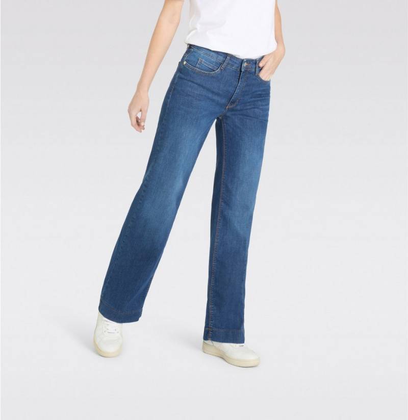 MAC Straight-Jeans Mac Damen Jeans Hose Wide Authentic Stretch Denim Blue 5228-90-0387L Authentische Optik, angenehmer Griff, hoher Tragekomfort von MAC