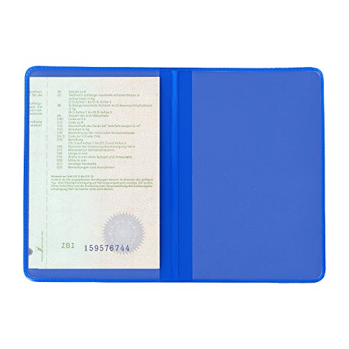 AUSWEISMAPPE AUSWEISHÜLLE AUSWEISETUI ( Blau - 2 Fächer ) Rot Schwarz Weiß Transparent Etui Mappe Hülle Kartenhülle Fahrzeugpapiere Schutzhülle KFZ Schein Fahrzeug Papiere Auto - Made in Germany von MACEMARO TRADING