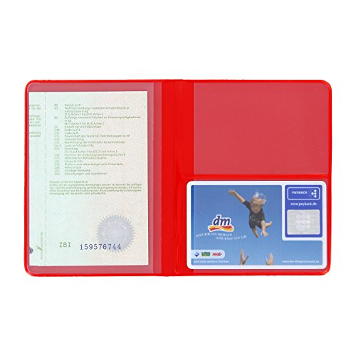 MACEMARO TRADING AUSWEISMAPPE AUSWEISHÜLLE AUSWEISETUI (Rot - 4 Fächer) Schwarz Blau Weiß Transparent Etui Mappe Hülle Fahrzeugpapiere Schutzhülle KFZ Schein Fahrzeug Papiere Auto - Made in Germany von MACEMARO TRADING