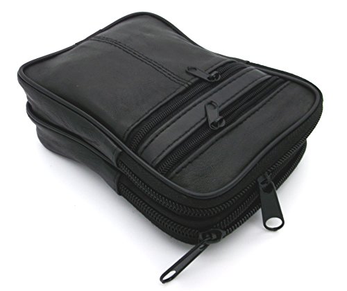 GÜRTELTASCHE Leder (Hochformat groß) - Hüfttasche Bauchtasche Gürtel Tasche Handytasche Geldbörse Handy schwarz Hüfttasche Reisen Wandern Laufen Joggen Reise Wanderung Outdoor Sport von MACEMARO TRADING