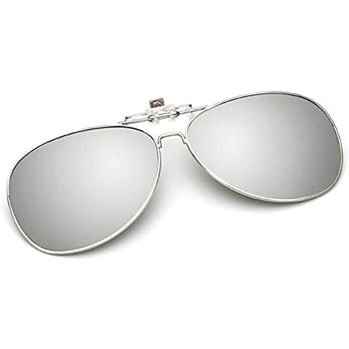 Clip on Sonnenbrille Polarisierte Tag Nachtsicht Clip-on Flip Up Linse Sonnenbrille UV400 Anti-Glare Sonnenbrille Clip für Frauen Männer Fahren Reisen Outdoor, silber von MACHSWON