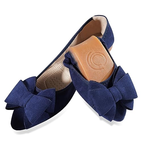 MACHSWON Ballerinas für Frauen Bequeme Damen Flache Ballerina Faltbare Pumps Freizeitkleid Spitz Zehen Schwarz - 1 flache Schuhe Damen, Marineblaue Schleife, 39 EU von MACHSWON