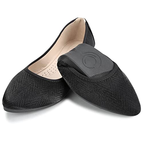 MACHSWON Damen Ballerinas Spitze Zehe Ballett Flache Schuhe Komfort Slip On Faltbar Flats Schuhe für Frau Klassische weiche Schuhe （Schwarz,EU Size 37） von MACHSWON