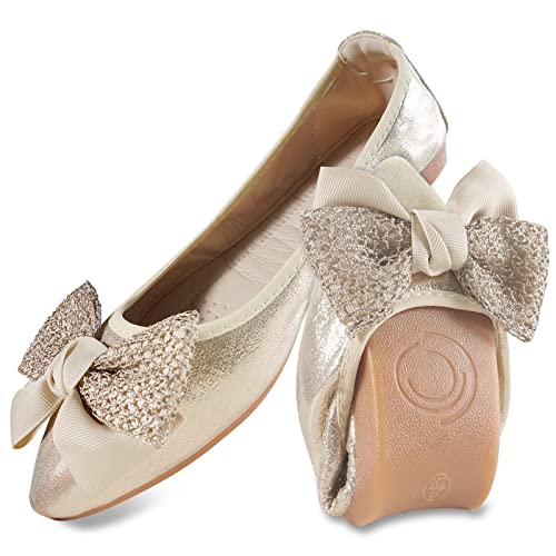 MACHSWON Damen Ballet Flache Schuhe Spitze Zehe Gefaltet Kleid Schuhe Slip on Flache Arbeitsschuhe Ballerina Geschlossene Flat mit Strass（Schwarz 36.5） von MACHSWON