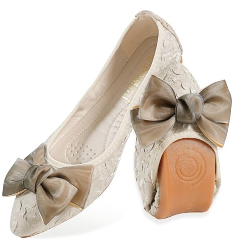 MACHSWON Damen Ballet Flache Schuhe Spitze Zehe Gefaltet Kleid Schuhe Slip on Flache Arbeitsschuhe Ballerina Geschlossene Flat mit Strass（Schwarz 41） von MACHSWON
