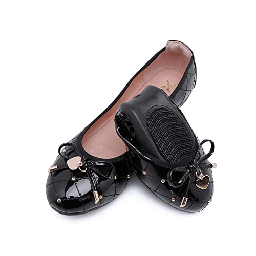MACHSWON Flache Damenschuhe mit Schleife verziert, lässige Ballerinas, smooth black, 38 EU von MACHSWON