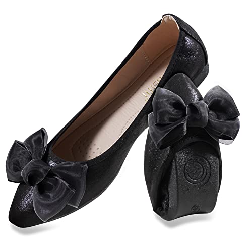 MACHSWON Frauen Spitze Zehe Ballett flach Schuhe Flache Komfort Slip On Flats Schuhe für Frau Klassische Schuhe （Schwarz 39） von MACHSWON