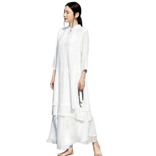 MACITA Tai Chi -Kleidung für Frauen - Kampfkunst Tracksuits Qigong Flügel Chun Shaolin Kung Fu Hemd Training Tücher Anzug White-XL von MACITA