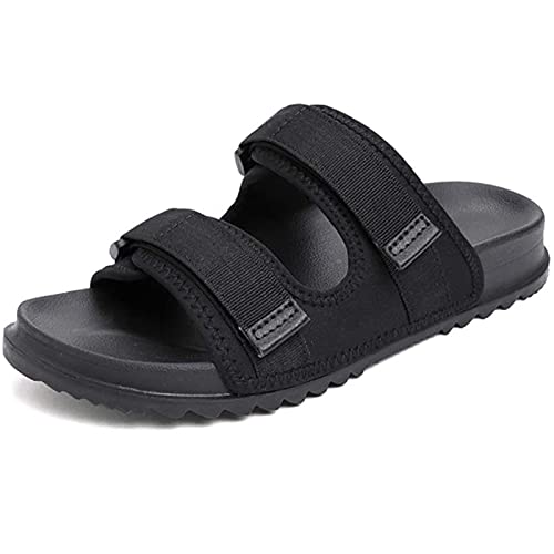Herren Diabetic Slippers/Arthritis Ödeme Einstellbarer Verschluss Memory Foam Hausschuhe Öffnen Zehe-Extra-Widecomfort Ältere Schuhe,Black01,39 von MACIUM
