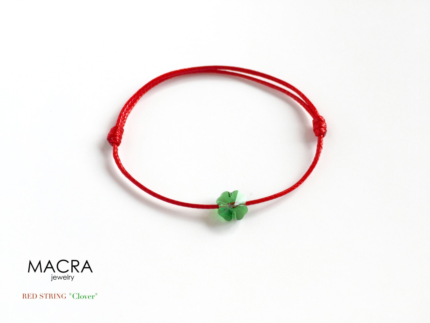 Red String Armband Mit Swarovski-Kristall Klee. Kabbala Armband. Rotes Band. Glücksbringer. Unisex-Mann, Frauen, Baby von MACRAJewelry