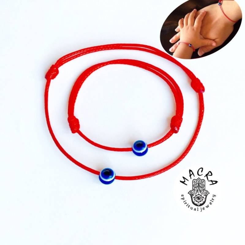 Rote Schnur "Evil Eye" Armband. Kabbalah Blaues Böses Auge. Rotes Schnurarmband. Glücksbringer. Unisex -Mann, Frauen, Baby von MACRAJewelry