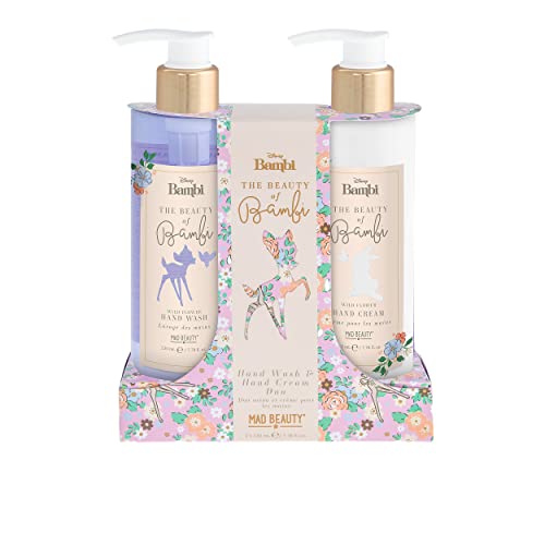 Disney Bambi & Klopfer Seifenspender, Handcremespender Geschenkset Wild Flower, Sugarbody Mad Beauty Hand Wash & Hand Cream Duo, Handpflege, von MAD Beauty