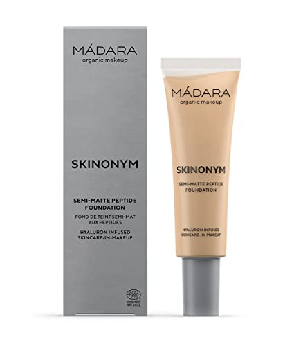 MÁDARA Organic Skincare SKINONYM Semi-Matte Peptide Foundation #50 GOLDEN SAND 30ml – Kollagenpeptide, Hautanpassung, Dermatologisch Getestet – Foundation Make Up, Fondation Damen von MÁDARA