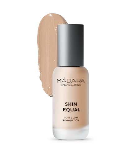 MÁDARA Organic Skincare | Skin Equal Soft Glow Foundation Makeup SPF 15 IVORY 20 – 30 ml, Mineralfoundation mit Hyaluronsäure, mittlere Deckung, frisches Finish, vegan, COSMOS Natural zertifiziert von MÁDARA
