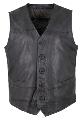 MADDOX - Herren Lederweste Weste Lammnappa anthrazit-Navy-schwarz Größe 60 von Maddox