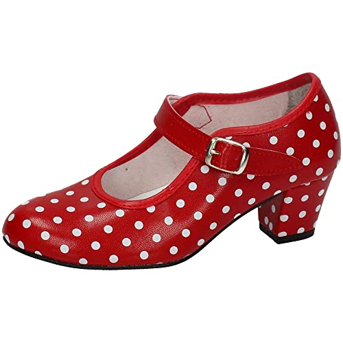 MADE IN SPAIN 17 SEVILLANAS FLAMENCOS Mädchen Schuhe mit Absatz Rot, rot, 28 EU von MADE IN SPAIN