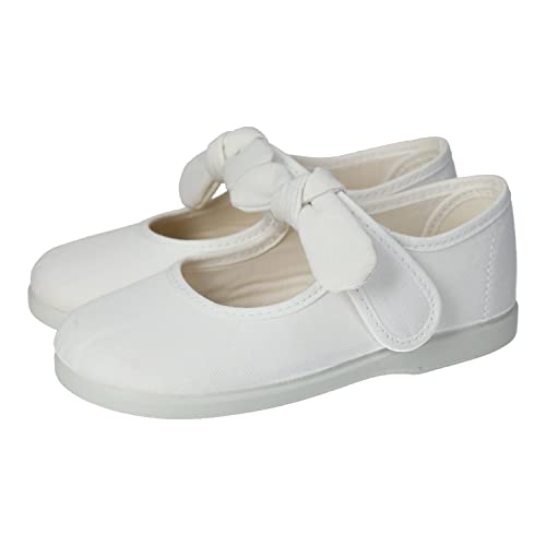 MADE IN SPAIN 955 Mercedes Canvas Schleife Mädchen Sneaker, weiß, 27 EU von MADE IN SPAIN
