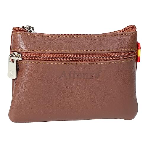 MADE IN SPAIN S764 Kleine Geldbörse aus Leder für Damen, in Braun mit zwei Fächern und Reißverschluss, hergestellt in Spanien Damen Handtaschen, Geldbörsen, braun, 1, TASCHEN-PORTEN von MADE IN SPAIN