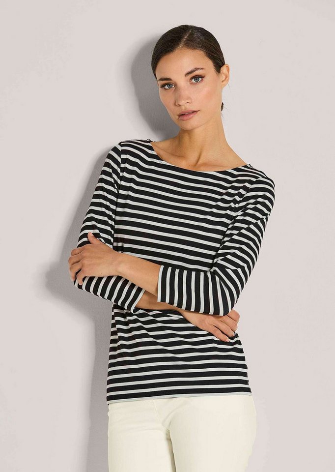 MADELEINE 3/4-Arm-Shirt Ringelshirt mit U-Boot-Ausschnitt, Halbarm Viskoseshirt mit Ringeloptik und 3/4-Arm von MADELEINE