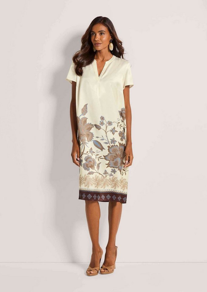 MADELEINE Druckkleid Viskosekleid mit floralem Muster Blumenkleid mit Rundhals und V-Schlitz, Kurzarm und Knielänge von MADELEINE