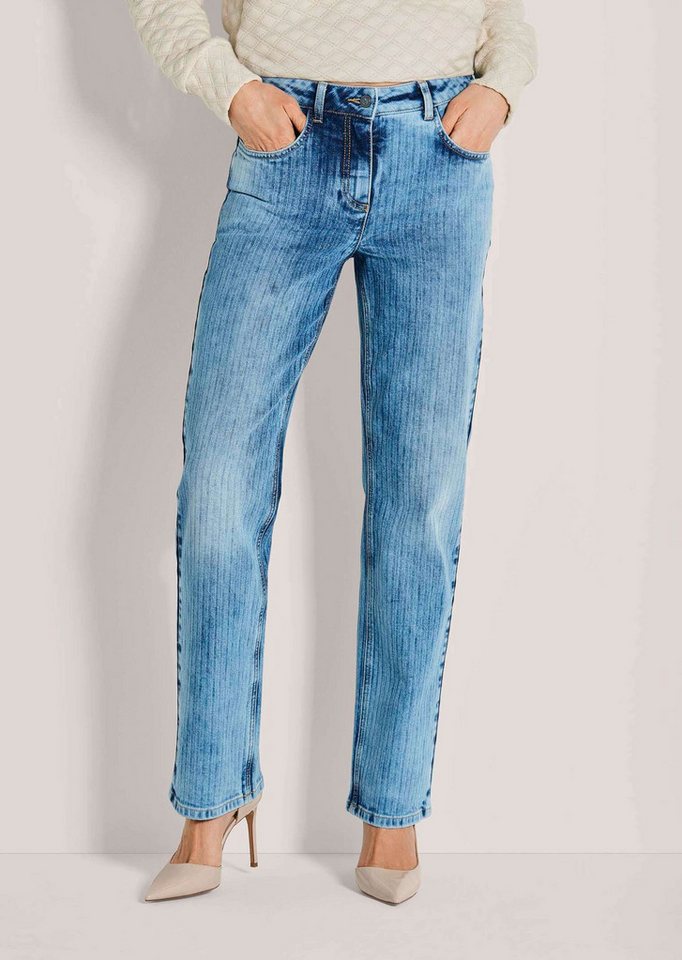 MADELEINE Gerade Jeans High Waist Five-Pocket-Jeans Gerade Hose mit edlem Fischgrat-Muster und bequemem Formbund von MADELEINE