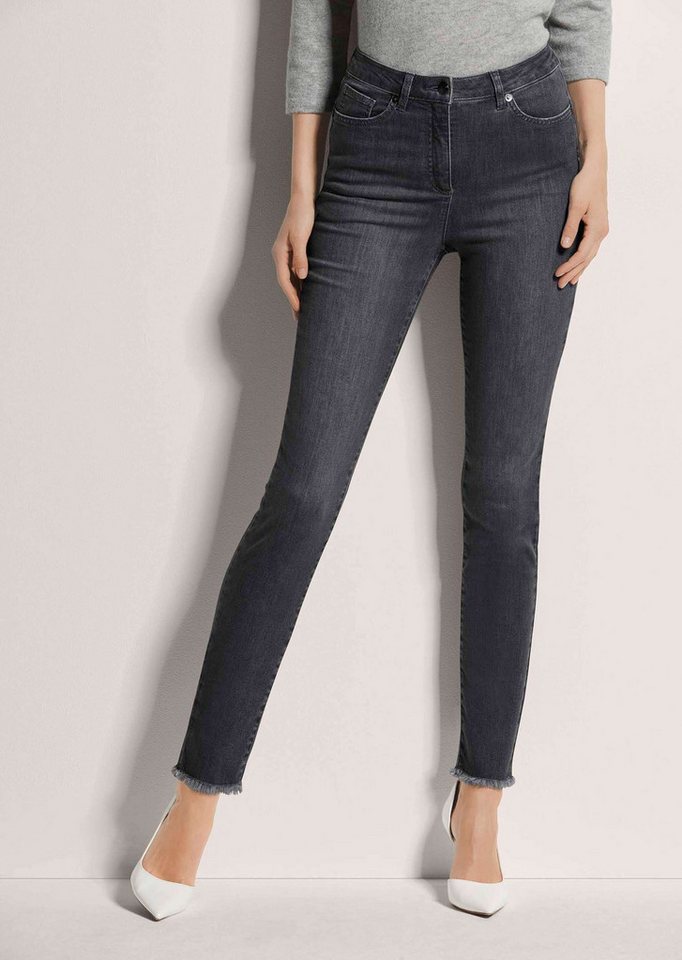 MADELEINE Gerade Jeans Mid Waist Skinny-Hose mit Fransen MADELEINE Gerade Jeans Mid Waist Skinny-Hose mit Fransen von MADELEINE