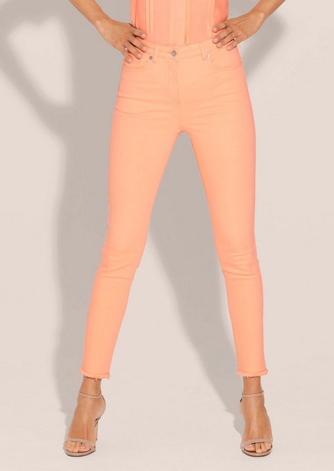 MADELEINE Gerade Jeans Mid Waist Skinny-Hose mit Fransen von MADELEINE