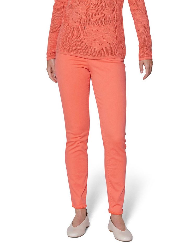 MADELEINE Gerade Jeans Mid Waist Skinny-Hose mit Fransen Fransenhose in schmale Silhouette, Five-Pocket-Stil von MADELEINE