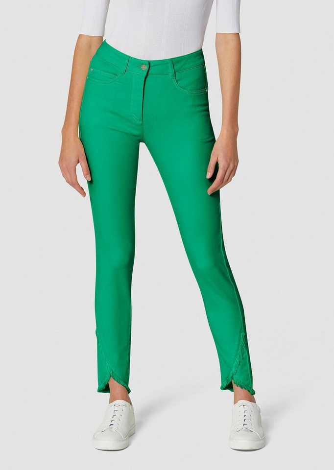 MADELEINE Gerade Jeans Verkürzte 5-Pocket-Hose mit Fransen Modisch verkürzte Hose mit abgeschrägtem Fransensaum, Cotton-Stretch von MADELEINE