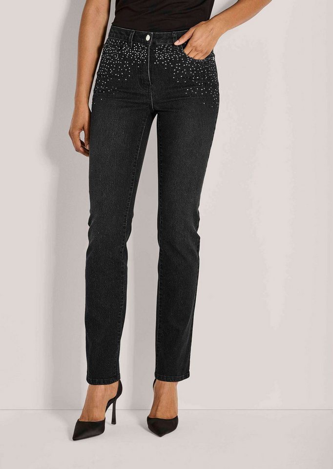 MADELEINE Gerade Jeans Slim Fit Denim mit Strass Straight Cut mit funkelnden Details, schmales Bein von MADELEINE
