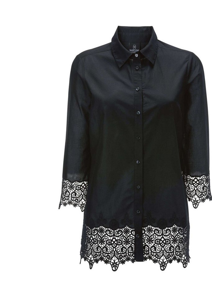 MADELEINE Hemdbluse Baumwoll-Bluse mit Spitzen-Abschlüssen von MADELEINE