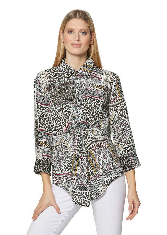 MADELEINE Hemdbluse Bedruckte Bluse mit Knoten-Effekt und 3/4-Ärmeln von MADELEINE