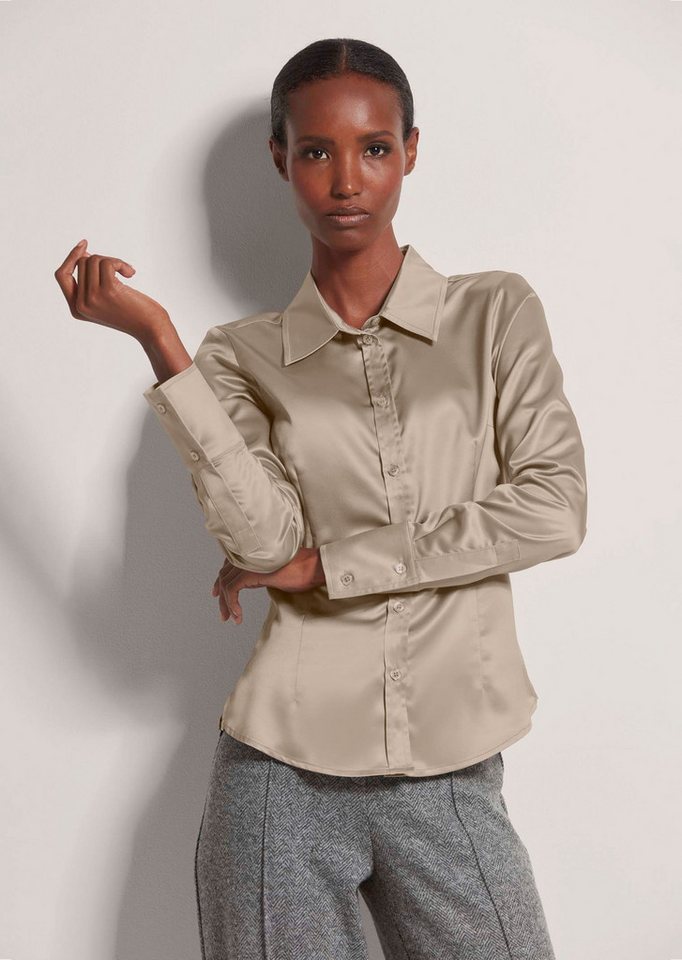 MADELEINE Hemdbluse Langarm Satinbluse mit edlem Glanz von MADELEINE