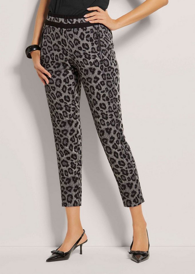 MADELEINE Stoffhose Leo-Print Jersey-Hose mit Stretch Elastische Hose mit Animal-Print, Reißverschlusstaschen von MADELEINE