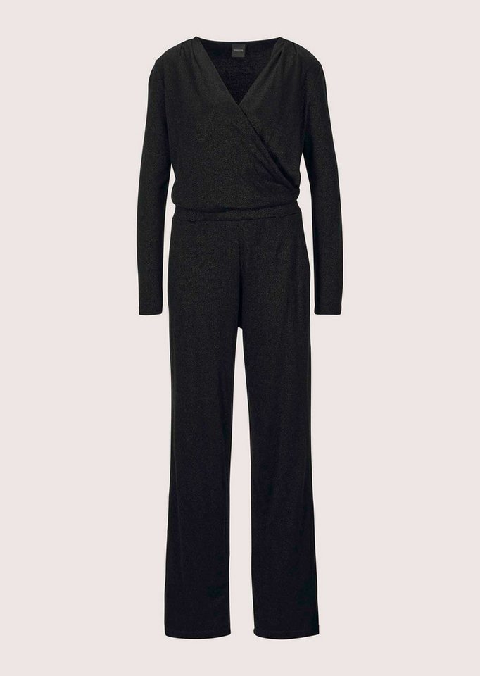 MADELEINE Jumpsuit Eleganter Damen-Jumpsuit mit Schimmer Wickel-Optik mit elastischem Bund und langen Ärmeln von MADELEINE