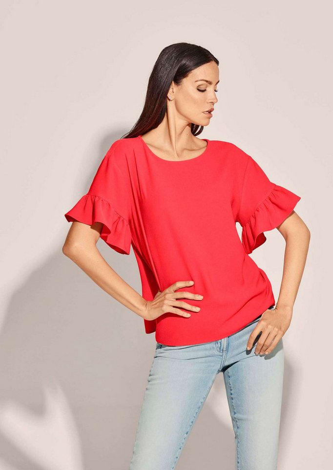 MADELEINE Kurzarmbluse Hemdbluse mit glänzendem Finish von MADELEINE