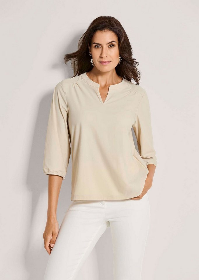 MADELEINE Kurzarmbluse Elegante Schlupfbluse mit V-Ausschnitt Blusenshirt mit Rundhals mit V-Schlitz und 3/4-Ärmeln von MADELEINE