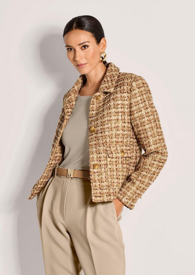 MADELEINE Kurzblazer Eleganter Businessblazer mit Hemdkragen Moderner Kurzblazer mit verdeckter Knopfleiste und langen Ärmeln MADELEINE Kurzblazer Eleganter Businessblazer mit Hemdkragen Moderner Kurzblazer mit verdeckter Knopfleiste und langen Ärmeln von MADELEINE