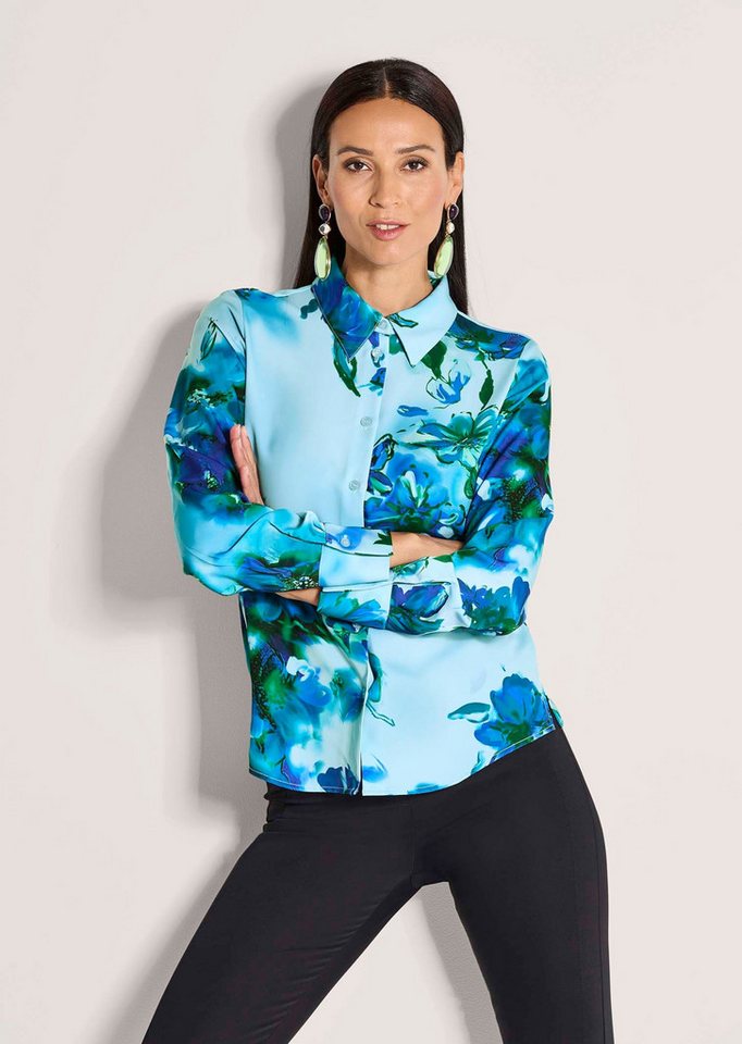 MADELEINE Langarmbluse Elegante Bluse mit Hemdkragen Florales-Muster, Knopfleiste, lange Ärmel von MADELEINE