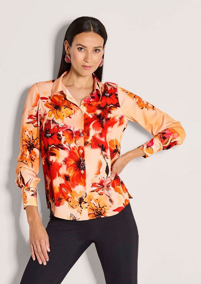 MADELEINE Langarmbluse Elegante Bluse mit Hemdkragen Florales-Muster, Knopfleiste, lange Ärmel von MADELEINE