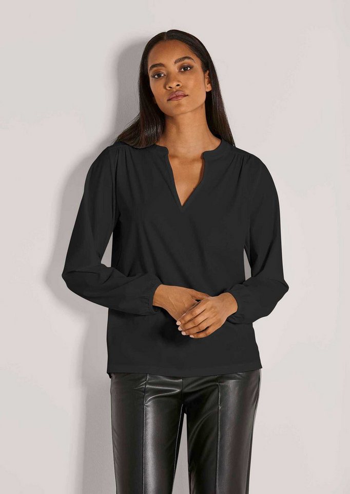 MADELEINE Langarmbluse Jerseybluse mit Rundhalsausschnitt Elegante Bluse mit Rundhals-V-Ausschnitt und langen Ärmeln von MADELEINE