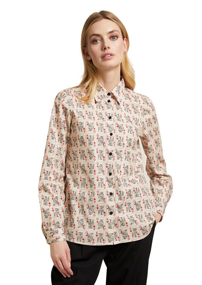 MADELEINE Langarmbluse Baumwollbluse mit Kartenspiel-Motiven von MADELEINE