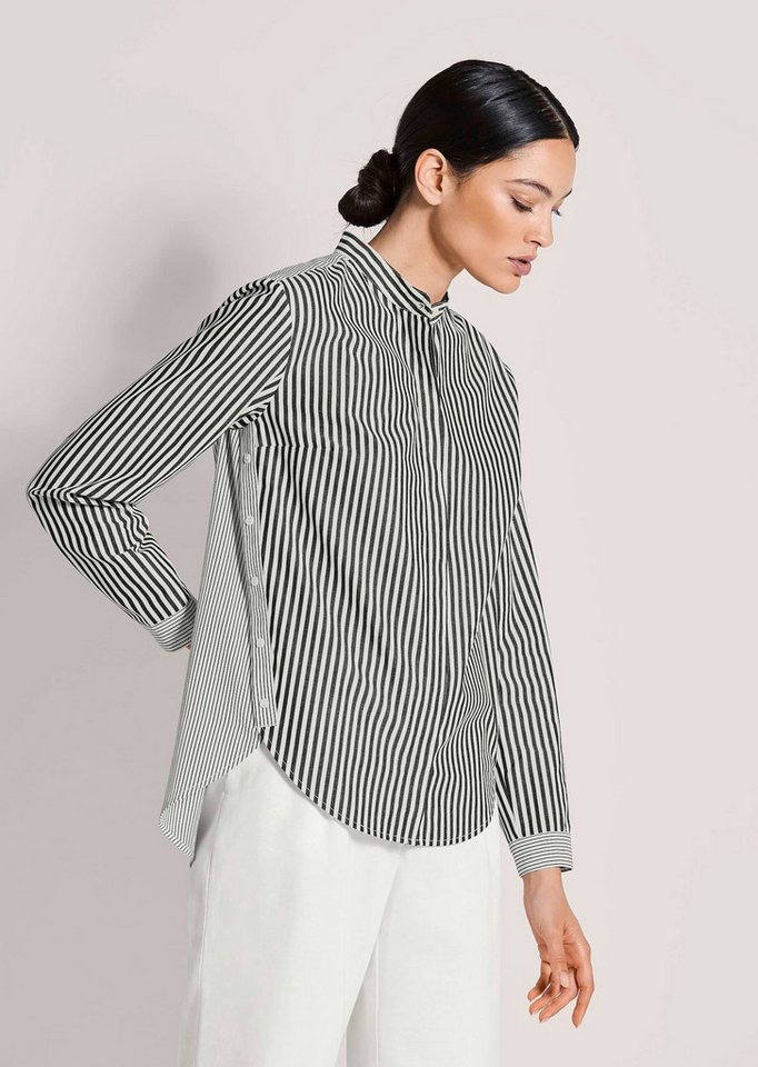 MADELEINE Langarmbluse Blusenshirt mit Knopfdetails Baumwollbluse mit Stehkragen, verdeckter Knopfleiste und Langarm von MADELEINE