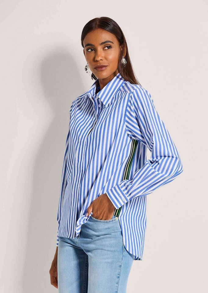 MADELEINE Langarmbluse Hemdbluse mit Streifenmuster Longbluse mit Hemdkragen, verdeckter Knopfleiste und Langarm von MADELEINE