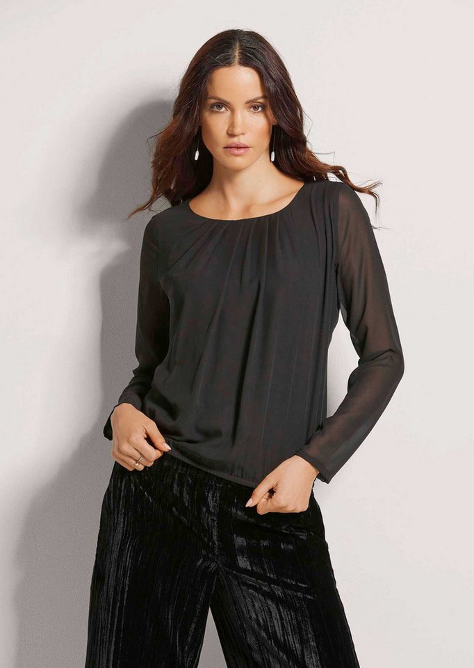 MADELEINE Langarmbluse Rundhals-Bluse mit transparenten Ärmeln von MADELEINE