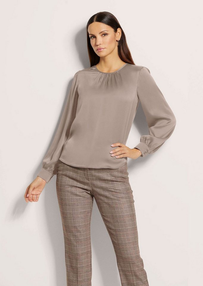 MADELEINE Langarmbluse Raffinierte Faltenbluse mit Rundhalsausschnitt Rundhalsbluse mit Ausschnittfalten, langärmelig von MADELEINE