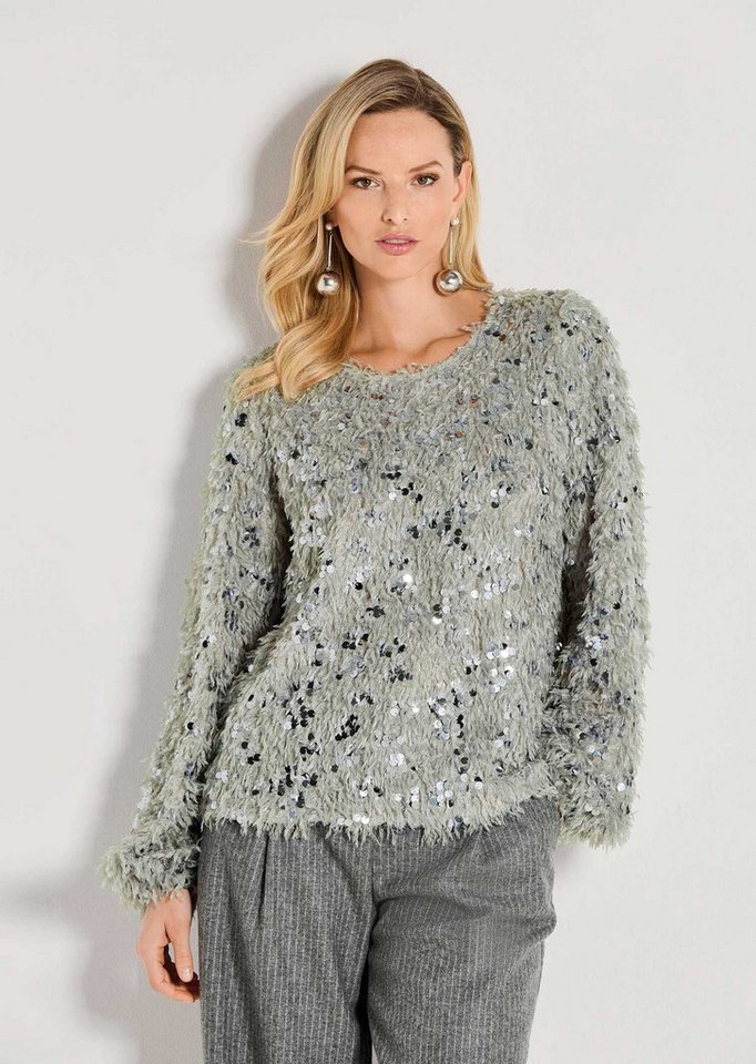MADELEINE Langarmshirt Glitzersweatshirt mit Federn von MADELEINE