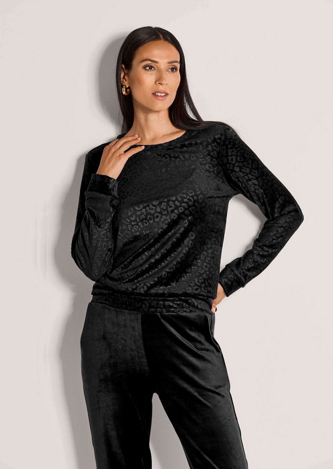 MADELEINE Langarmshirt Langarm Animal-Print Pullover Rundhalsshirt mit elastischen Bündchen, Animal-Muster von MADELEINE